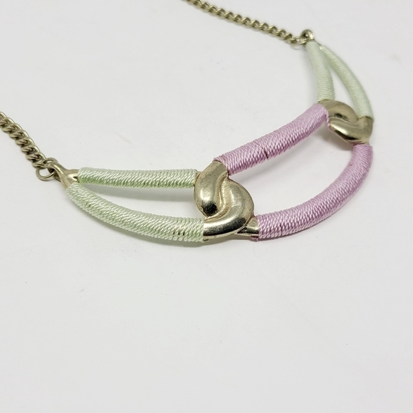 Boho Chic | Women's Mauve Pink & Green Chain Link Necklace (One Size) - Picture 2 of 6